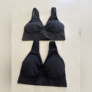 Rhonda Shear Black and Polka Dot Wirefree Bralette Set Sz. XL